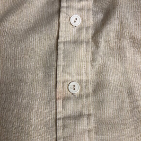 Vintage Cream Neutral Western Shirt Medium White Piping Light Stripes Cotton - Picture 5 of 6